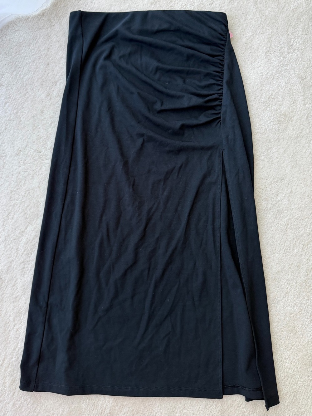 Wilfred Black Ruched Side Slit Maxi Skirt